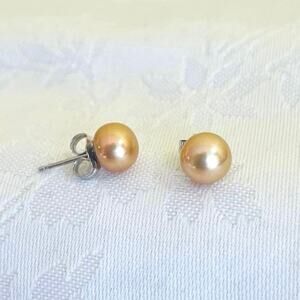 Earrings Peal Honora Sterling Silver Champaign Stud Cultured Classic